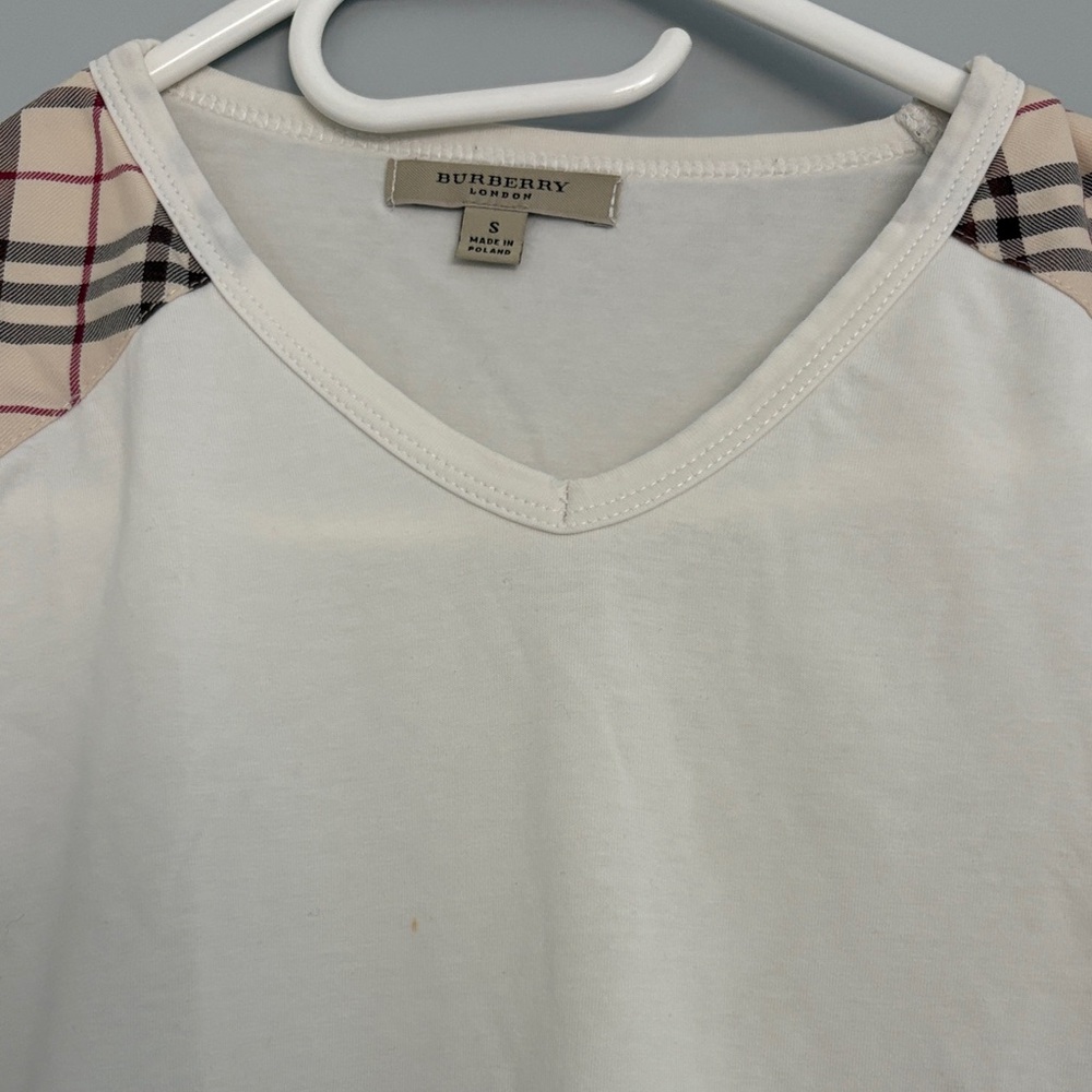 Burberry Ivory Top with Plaid Accents - Picture 2 of 4